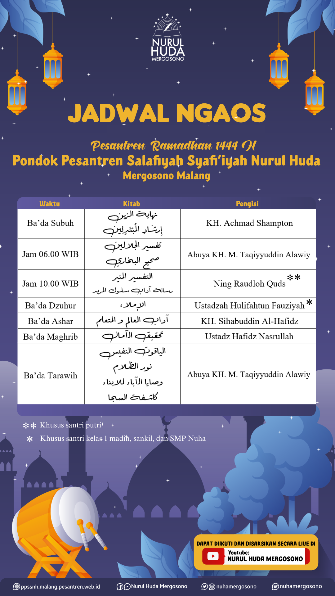 Jadwal Kajian Ramadlan 1444